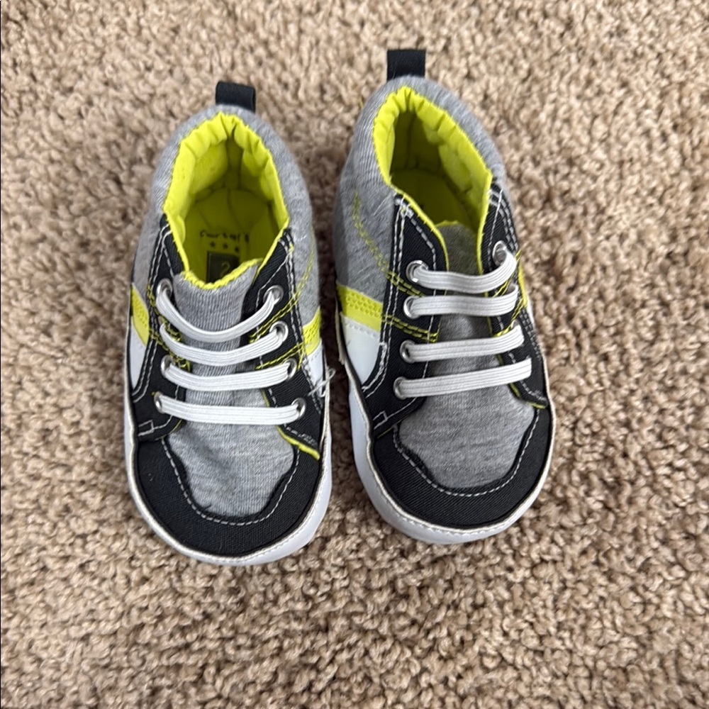 Carter's Gray and Yellow Sneakers with Breathable Mesh